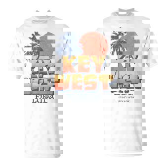 Key West Florida Retro Sunset Palm Tree Vintage Vacation T-Shirt - Monsterry
