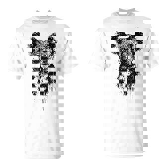 Koala Ink Art Australian Wildlife Portrait Grunge Koala Bear T-Shirt | Mazezy