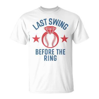 Last Swing Before The Ring Baseball Bride Bachelorette Party T-Shirt | Mazezy