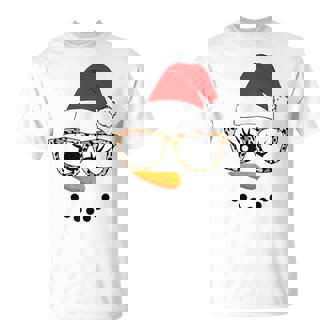 Leopard Glasses Santa Claus Snowman Face Christmas Costume T-Shirt - Monsterry