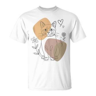 Line Art Burmese Cat Minimalist Tank Top T-Shirt - Monsterry