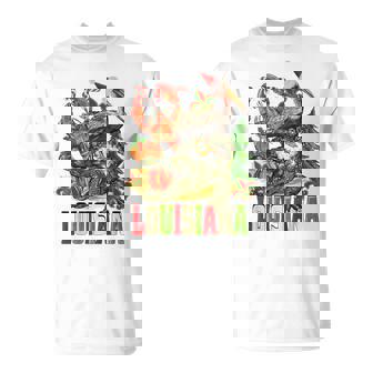 Louisiana Christmas Bayou Gator Santa Hat Holiday T-Shirt | Mazezy