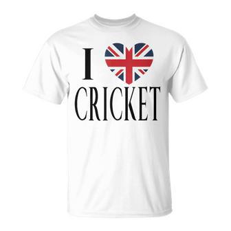 I Love Cricket British Flag Heart Text Tank Top T-Shirt | Mazezy