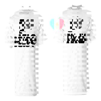 I Love Mexico ハートフラッグ レトロ 旅行 お土産 Tシャツ - Kawaiitshirt