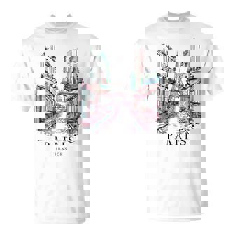 I Love Paris France Eiffel Tower Watercolor French Souvenir T-Shirt - Monsterry