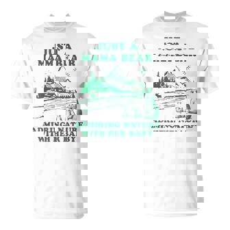 Mama Bear Admiring Nature With Her Baby Hiking Mom Wildlife T-Shirt | Mazezy