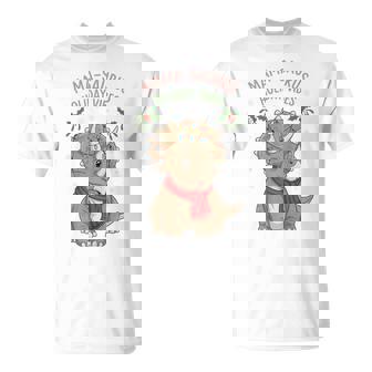 Mama Saurus Triceratops Dinosaur Christmas T-Shirt - Seseable