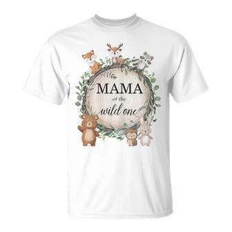 Mama Of The Wild One Woodland Forest Animals 1St Birthday T-Shirt - Thegiftio UK
