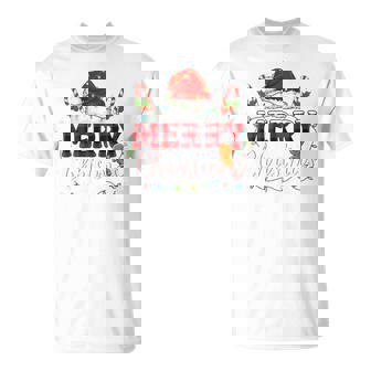 Merry Christmas Buffalo Plaid Red Santa Family Xmas Pajamas Tri-Blend T-Shirt - Monsterry