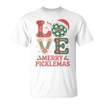 Merry Picklemas Christmas Pickleball Love Santa Hat Tri-Blend T-Shirt - Thegiftio UK