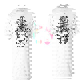 Mexican Polish Flag Messy Bun Sunglasses Mexico Poland T-Shirt | Mazezy