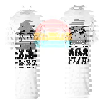 Miami Florida Retro Sunset Palm Trees Ocean Waves Tank Top T-Shirt | Mazezy