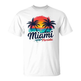 Miami Florida Sunset – Palm Tree Beach Coastal Vibes T-Shirt | Mazezy