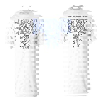 Mimi Coquette Toile Blue Bow Floral Mother's Day Family T-Shirt | Seseable UK