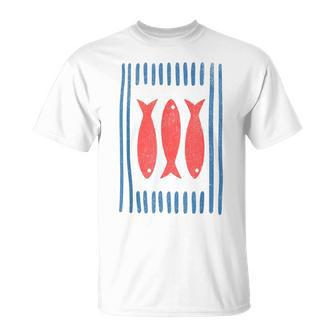 Minimal Sardines Fishermen Aesthetic Retro T-Shirt - Thegiftio UK