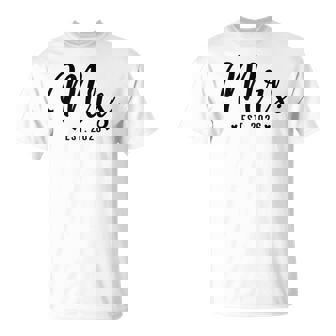 Mrs Est 2026 Just Married Couple Wedding Party Mr Mrs Bride T-Shirt - Monsterry