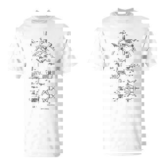 Nautical Vintage Sailing Boating Ship's Wheel Patent Sailors Tank Top T-Shirt | Mazezy