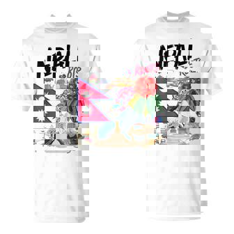 Nepal Flag Outfit Idea For Women Nepalese Nepali Heritage T-Shirt | Mazezy