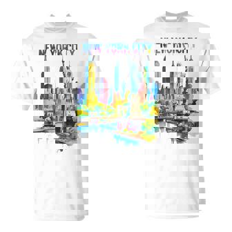 New York City Skyline Art NYC Souvenir Brooklyn Bridge Women Tank Top T-Shirt | Mazezy