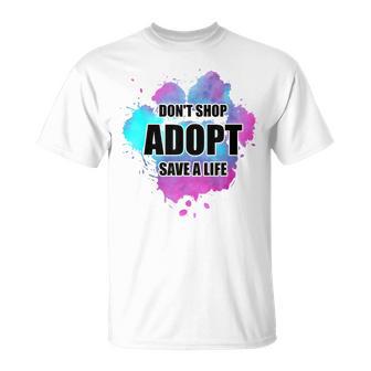 No Compres Adoptar Acuarela Perro Paw Animalhelteroluntario Camiseta unisex - Regaloses