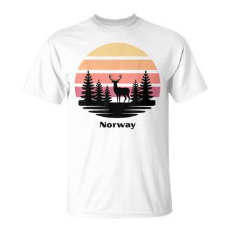 Norway Michigan Retro Sunset Up North Deer Midwest T-Shirt | Mazezy