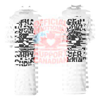 Official Emotional Support Canadian Fun American Flag Heart T-Shirt | Mazezy