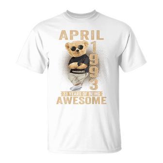 On Back 1993年4月 33歳の誕生日 33歳 テディベア Tシャツ - Kawaiitshirt