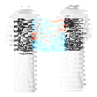 Patriotic American Flag Sports Fishing Coast T-Shirt | Mazezy