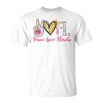 Peace Love Florida Floral Vintage Florida Pride State T-Shirt - Thegiftio UK