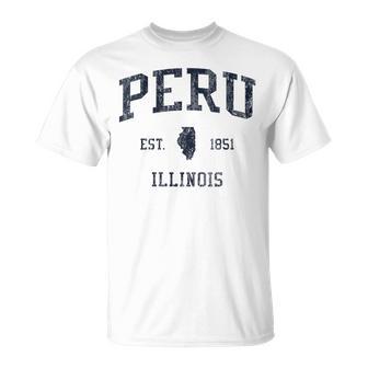 Peru IL JN1 Vintage Athletic Blue T-Shirt | Mazezy