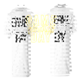 Pirate Game Day Checkered Black Yellow Pirates School Spirit T-Shirt - Thegiftio