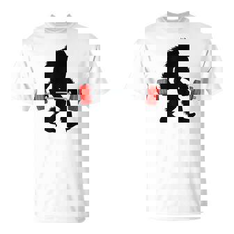 Powerlifter Bigfoot Lifting Long Bar Weightlifting Sasquatch T-Shirt | Mazezy