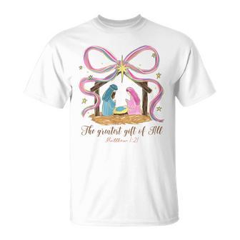 Preppy Christian Nativity Scene The Greatest For All T-Shirt - Thegiftio UK