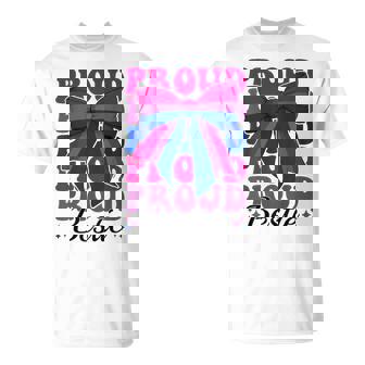 Proud Bestie Bisexual Bi Pride Flag LGBTQ Girl Coquette Bow T-Shirt | Mazezy