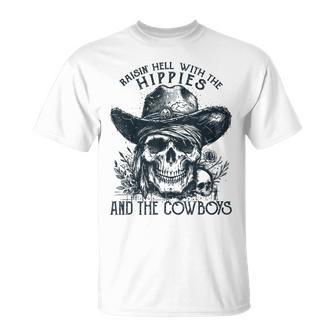 Raisin' Hell With The Hippies And The Cowboys Country T-Shirt - Thegiftio UK