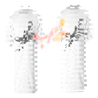 Red Cardinal Bird Autumn Watercolor Art T-Shirt | Mazezy