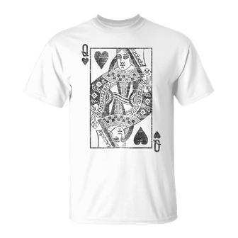 Reine Des Coeurs Cartes À Jouer Costume Poker Distressed T-Shirt - Cadeauxyz