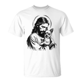 Retro Chihuahua Apparel Jesus Chihuahua Dog Christian Religious Dog Lover T-Shirt - Thegiftio UK