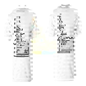 Retro Idaho Mountains Nature Art T-Shirt | Mazezy