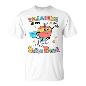 Retro Teaching Is My Superpower Apple Teacher Appreciation T-Shirt - Thegiftio UK