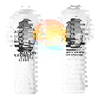 Retro Vintage Sunset Golden Gate Bridge San Francisco City T-Shirt | Mazezy