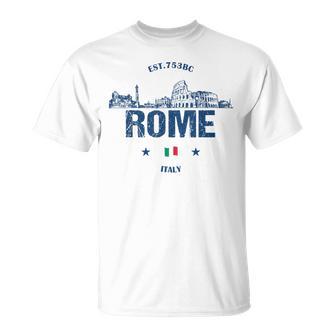 Rome Historical Landmarks Vintage Italy Flag T-Shirt - Thegiftio