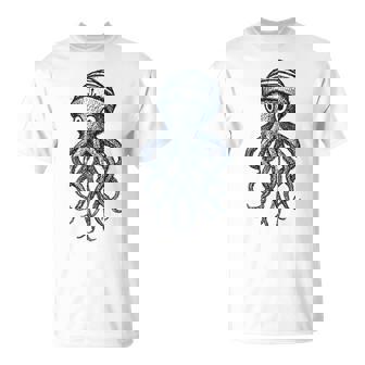 Sailor Squid Vintage Nautical Sea Creature Tank Top T-Shirt | Mazezy