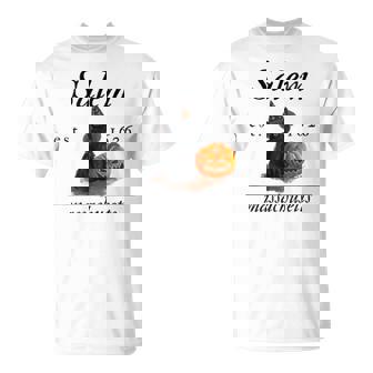 Salem Massachusetts Cat Halloween Witch T-Shirt | Mazezy