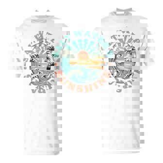 Salt Water And Sunshine Retro Beach Wave Sunset Palm Tree T-Shirt | Mazezy