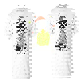 Santa Border Collie Christmas Border Collie Dog Mom Pajama T-Shirt | Mazezy