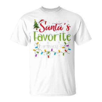 Santa Favorite Pharmacy Tech Christmas Lights Family Xmas Tri-Blend T-Shirt - Thegiftio UK