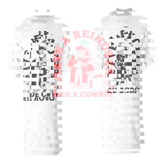 Save Reindeer Santa Ride Cowboy Christmas Country Western T-Shirt | Mazezy