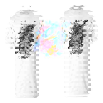 Sea Turtle Hawaiian Hibiscus Flowers Hawaii Surfer Diving T-Shirt | Mazezy