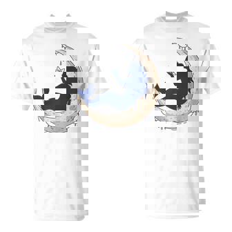 Silhouette Mermaid Sitting On Crescent Moon T-Shirt | Mazezy